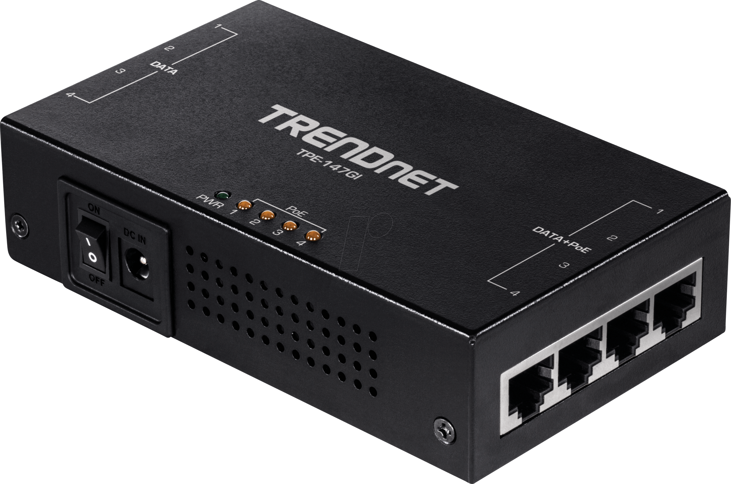 TRN TPE-147GI - Power over Ethernet (PoE+) Gigabit Injektor, 4-Port