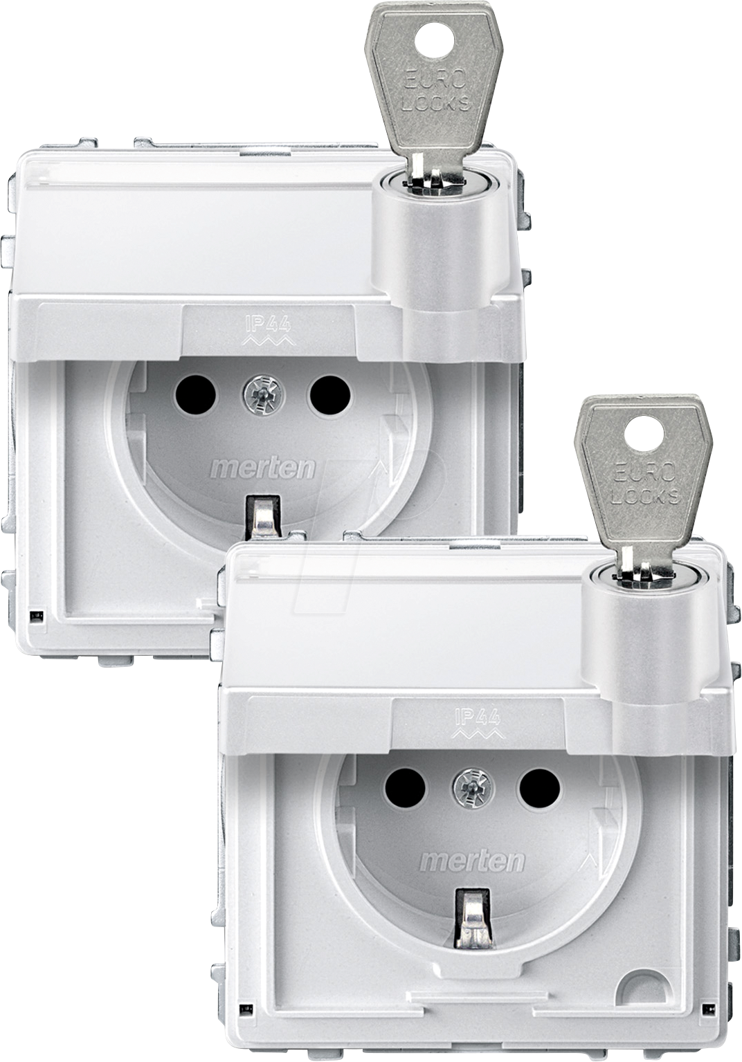 MERTEN 2318-7219 - Steckdose, Klappdeckel, abschließbar, 2 gleiche Schließungen