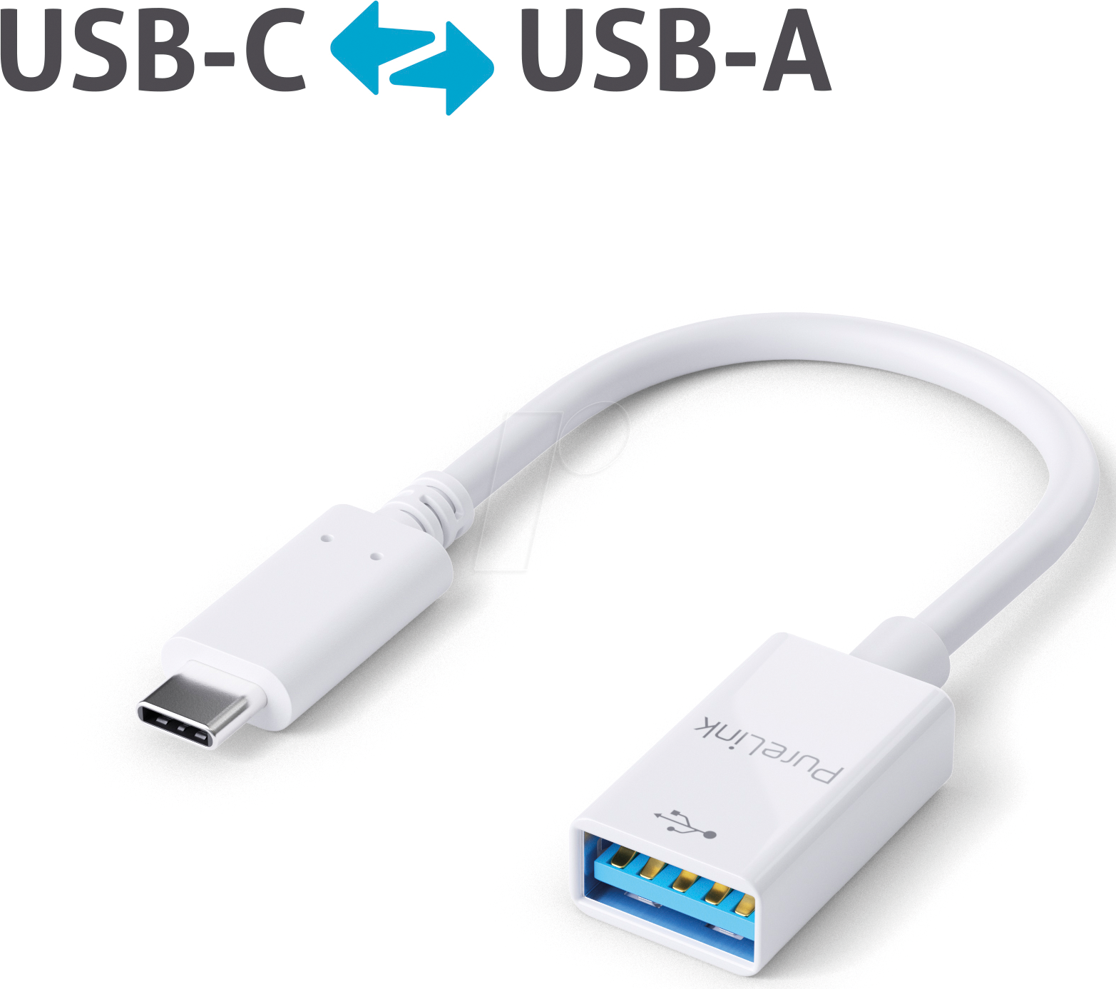 PURE IS230 - USB 3.0 Adapter, iSerie, C Stecker auf A Buchse, weiß, 0,1 m