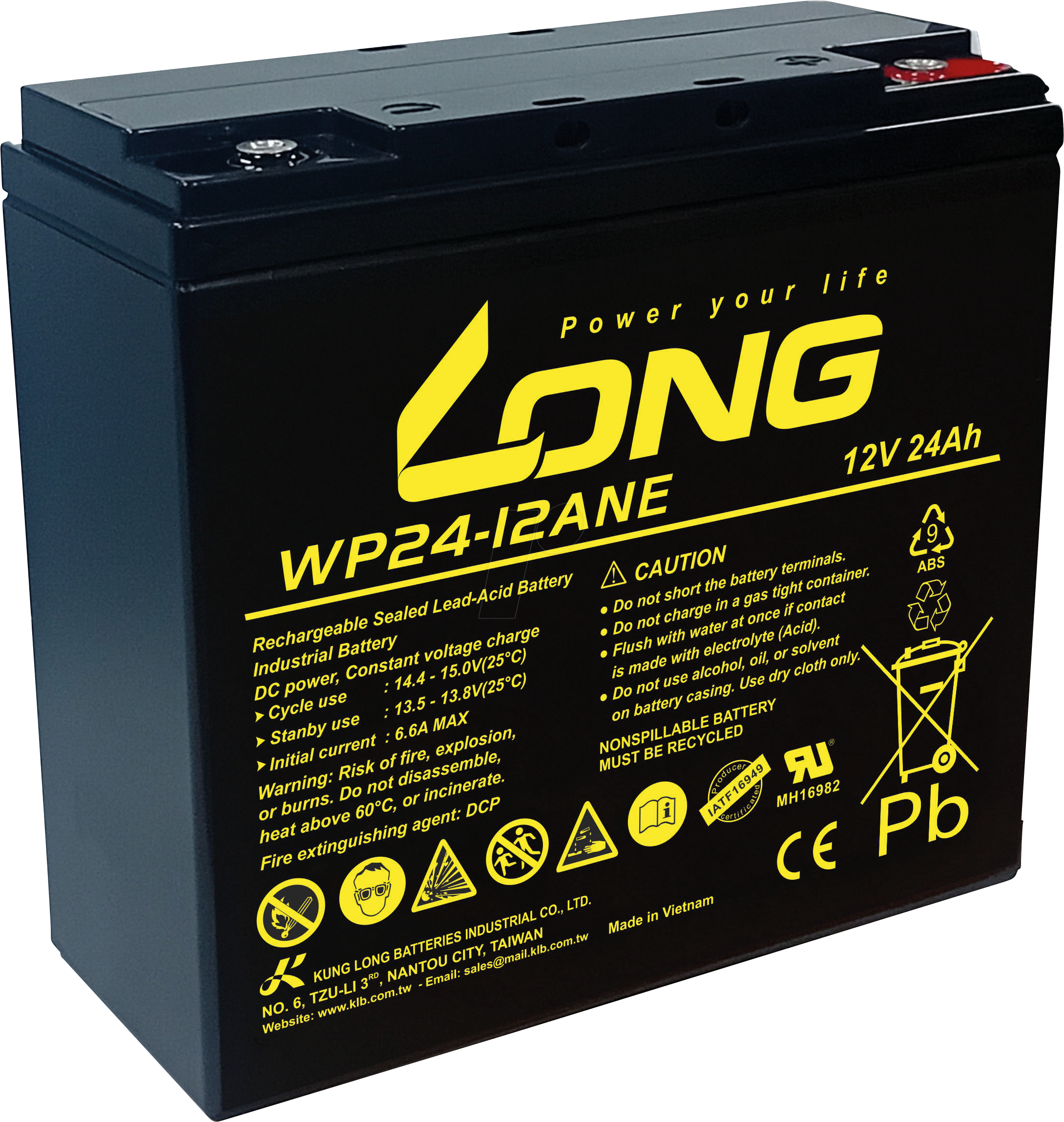 WP 24-12ANE - Blei-Vlies-Akku, 12 V, 24 Ah zyklenfest