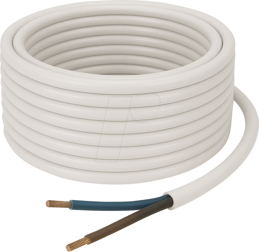 H05VV F275W 50M - PVC-Schlauchleitung H05VV-F, 2 x 0,75 mm, 50 m, weiß