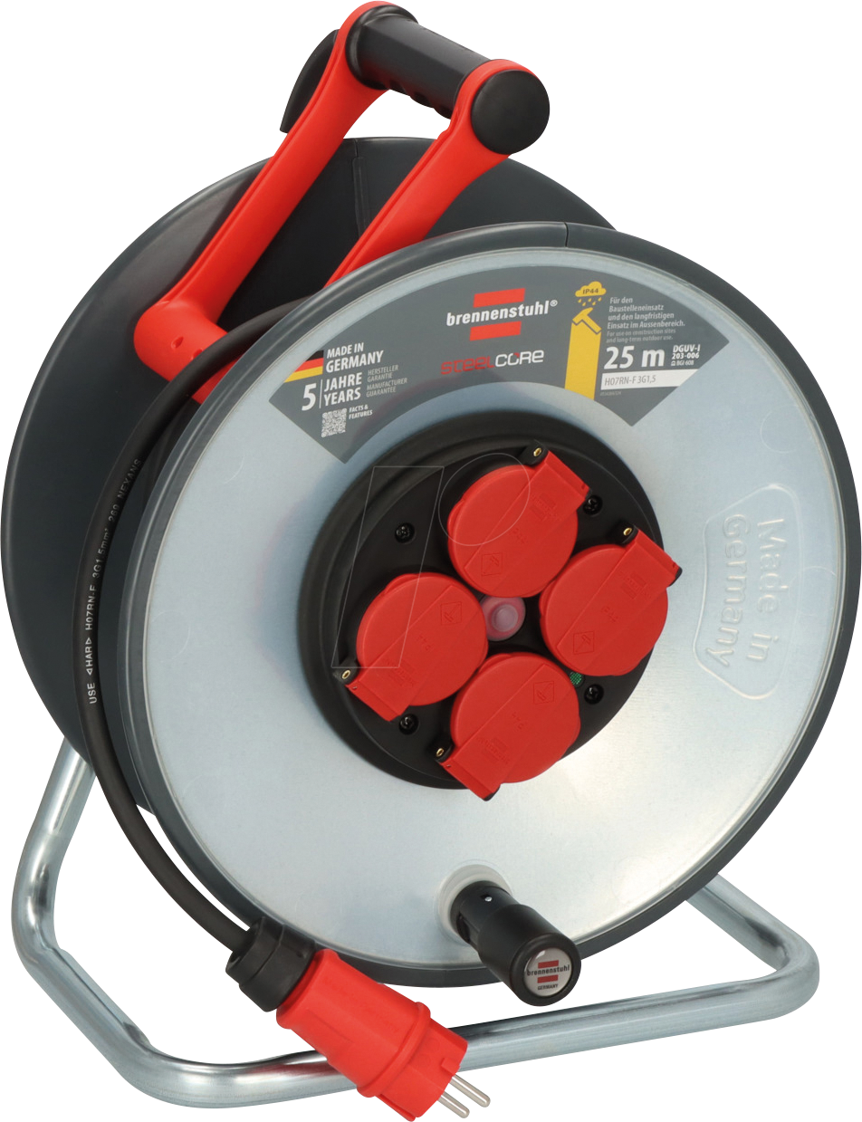 BRE 9191250110 - Kabeltrommel Professional, SteelCore, IP44, 25 m Kabel