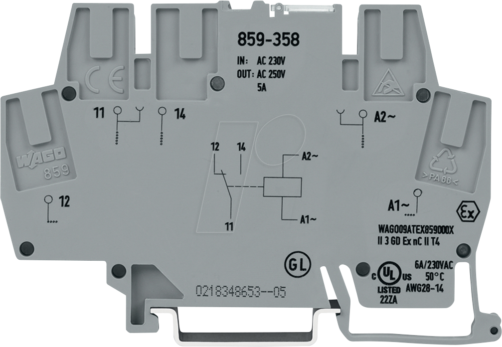WAGO 859-358 - Relaismodul, IN: AC/DC 230 V, 1 Wechsler