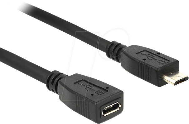 DELOCK 83567 - USB 2.0 Kabel, Micro B Stecker auf Micro B Buchse, 0,5 m