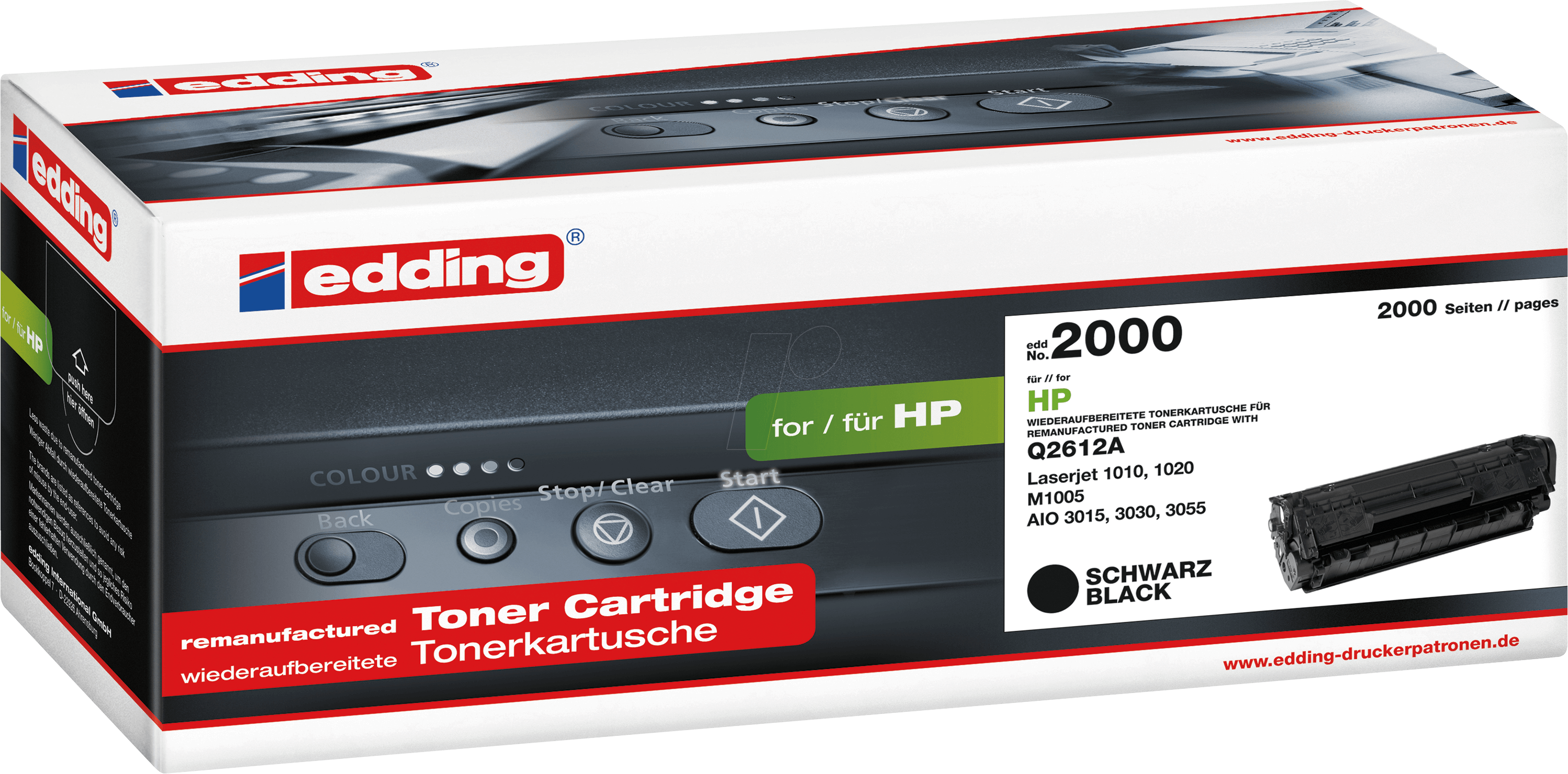 EDDING EDD-2000 - Toner, schwarz, 12A (Q2612A), rebuilt, HP