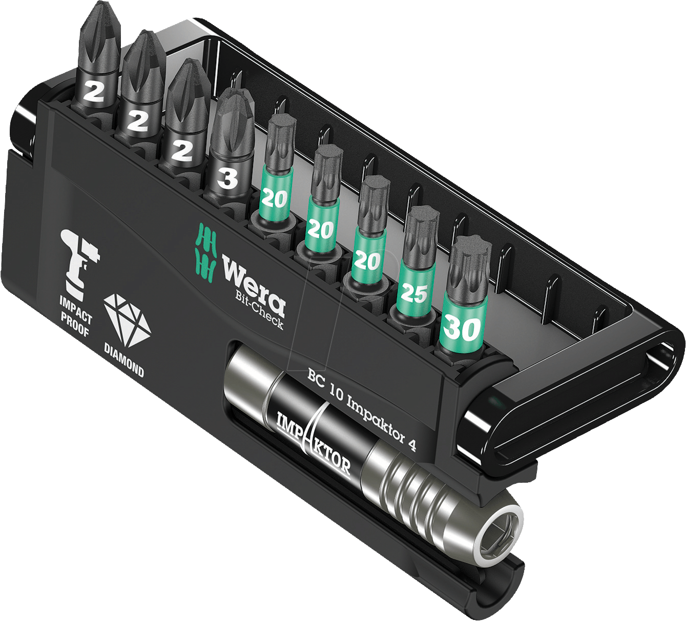 WERA 05057417001 - Bit-Satz Bit-Check 10 Impaktor 4, 10-teilig gemischt, Torsion