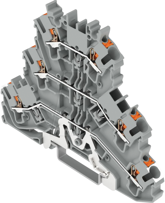 WAGO 2202-3228 - Dreistock-Durchgangsklemme, Ø 0,25 - 2,5 mm, Schirmung/L/L