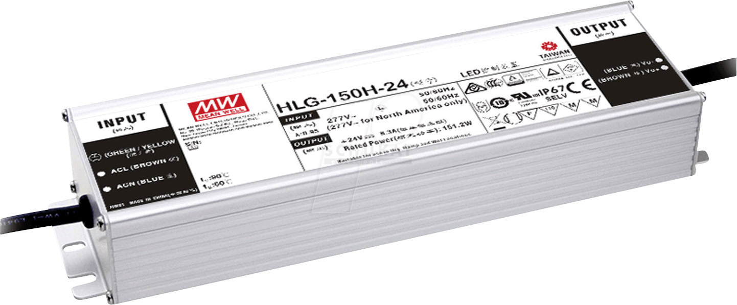 MW HLG-150H-12AB - LED-Trafo, 150 W, 12 V DC, 12500 mA, dimmbar, 3-in-1