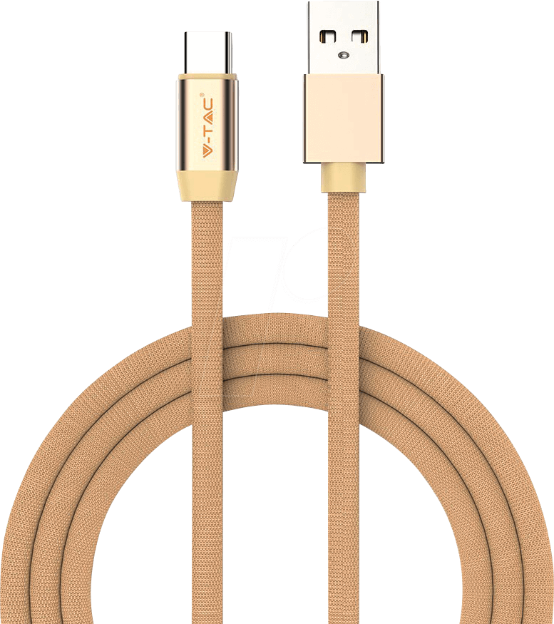 VT-5342 G - Sync- & Ladekabel, USB A -> USB C, 1,0m, baumwoll, gold