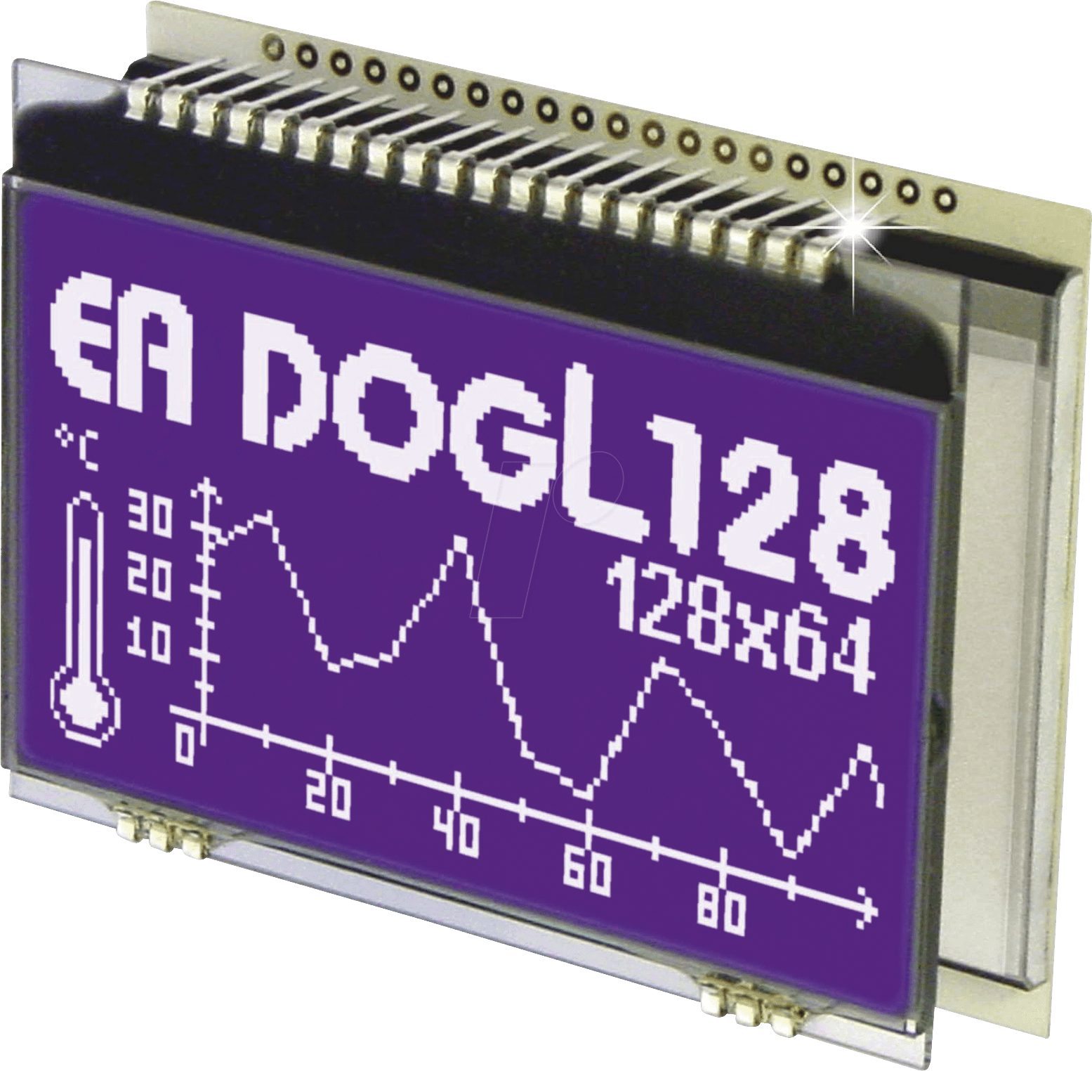 EA DOGL128B-6 - LCD-Grafikmodul, 60,8 x 32,9 mm, blau
