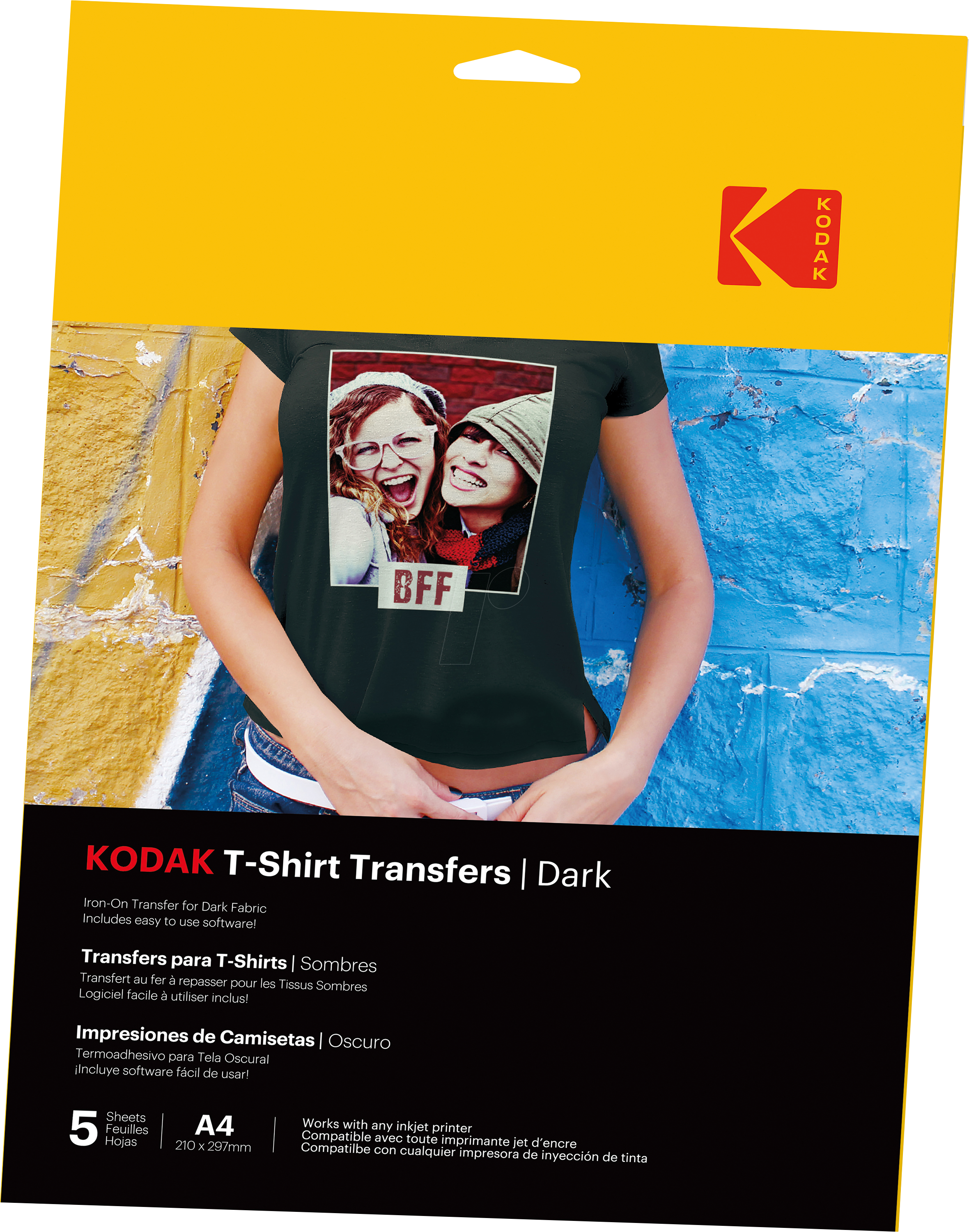KODAK 3510553 - Transferfolien für dunkle Textilien, 210 x 297 mm, 5 Stück
