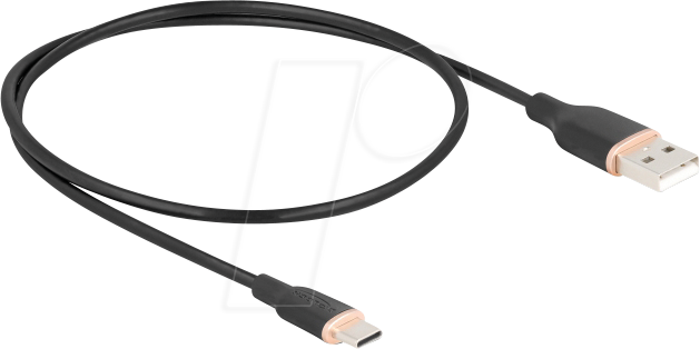 DELOCK 81225 - USB 2.0 Kabel, A Stecker > C Stecker, Silikon, schwarz, 0,5 m