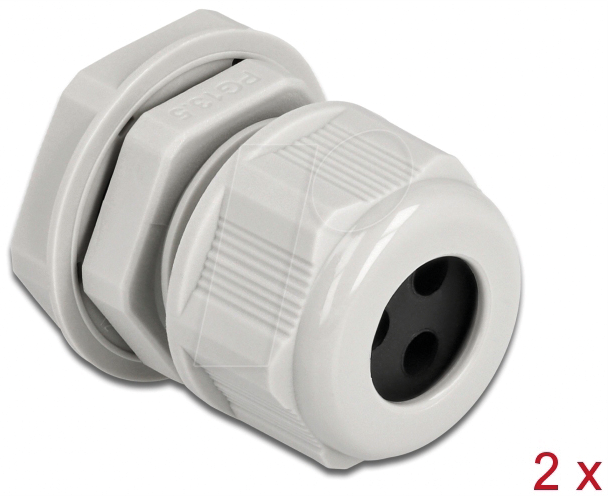 DELOCK 60376 - Kabelverschraubung PG13,5 für 3x Rundkabel, gr, 2 Stk