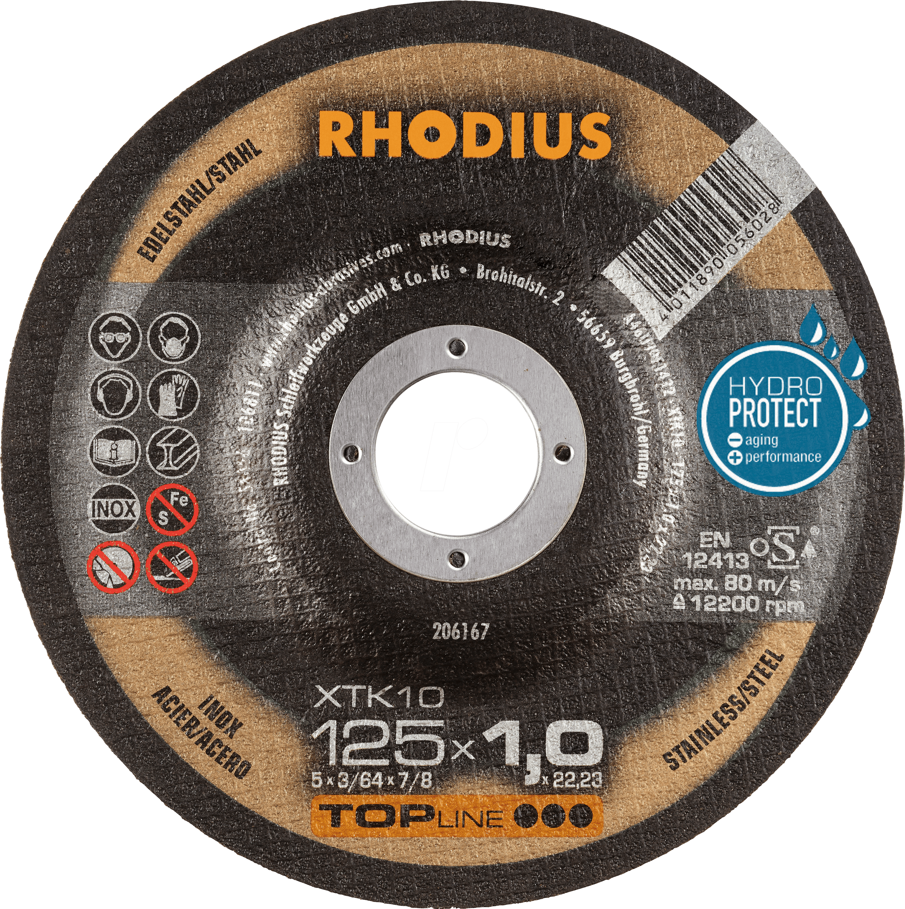 RHO 206263 - Trennscheibe, Edelstahl, 230 mm, 1,9 mm, XTK10, 22,23 mm