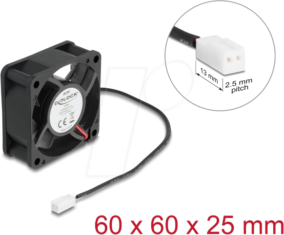 DELOCK 67289 - Axiallüfter 5 V DC, 60 x 60 x 25 mm schwarz
