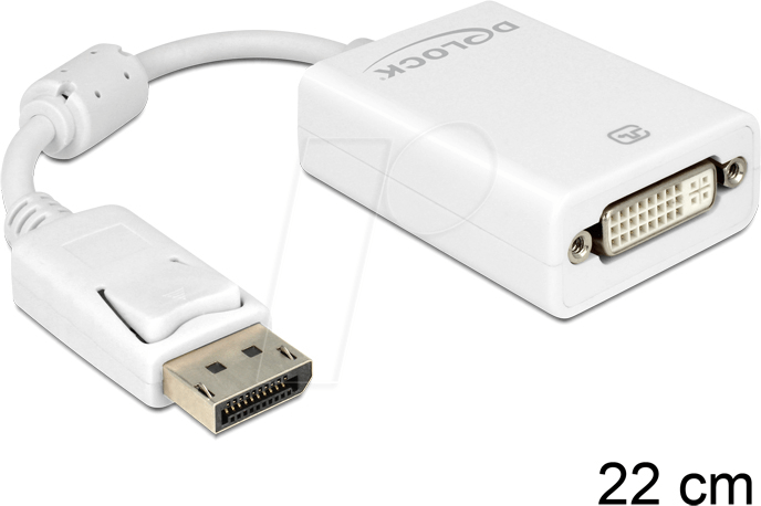 DELOCK 61765 - Adapterkabel, DisplayPort 1.1 Stecker auf DVI 24+5 Buchse, 22 cm