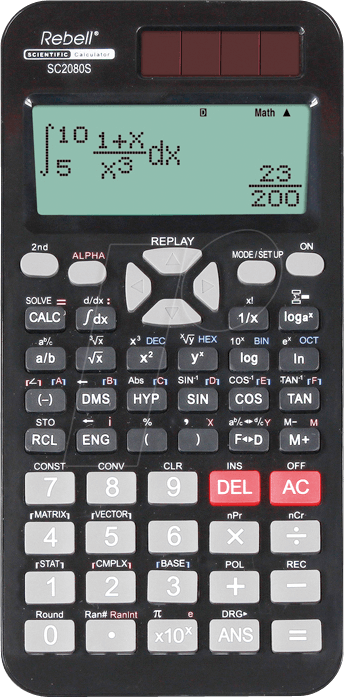 REBELL SC2080S - Wissenschaftlicher Taschenrechner, Dot-Matrix, schwarz