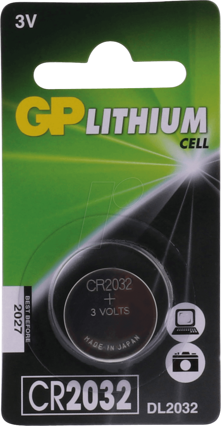 CR 2032 GP - Lithium-Knopfzelle, 3 V, 220 mAh, 20,0x3,2 mm