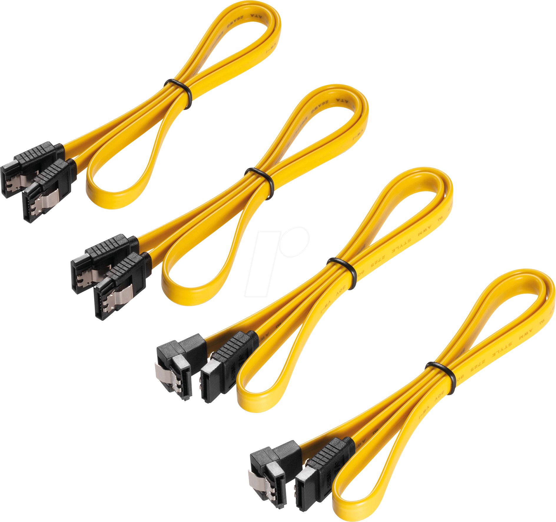 X-SATA020-050G-4 - Kabel-Set, 4x SATA 6 Gb/s (2x mit Winkel, 2x ohne) 50 cm, gelb