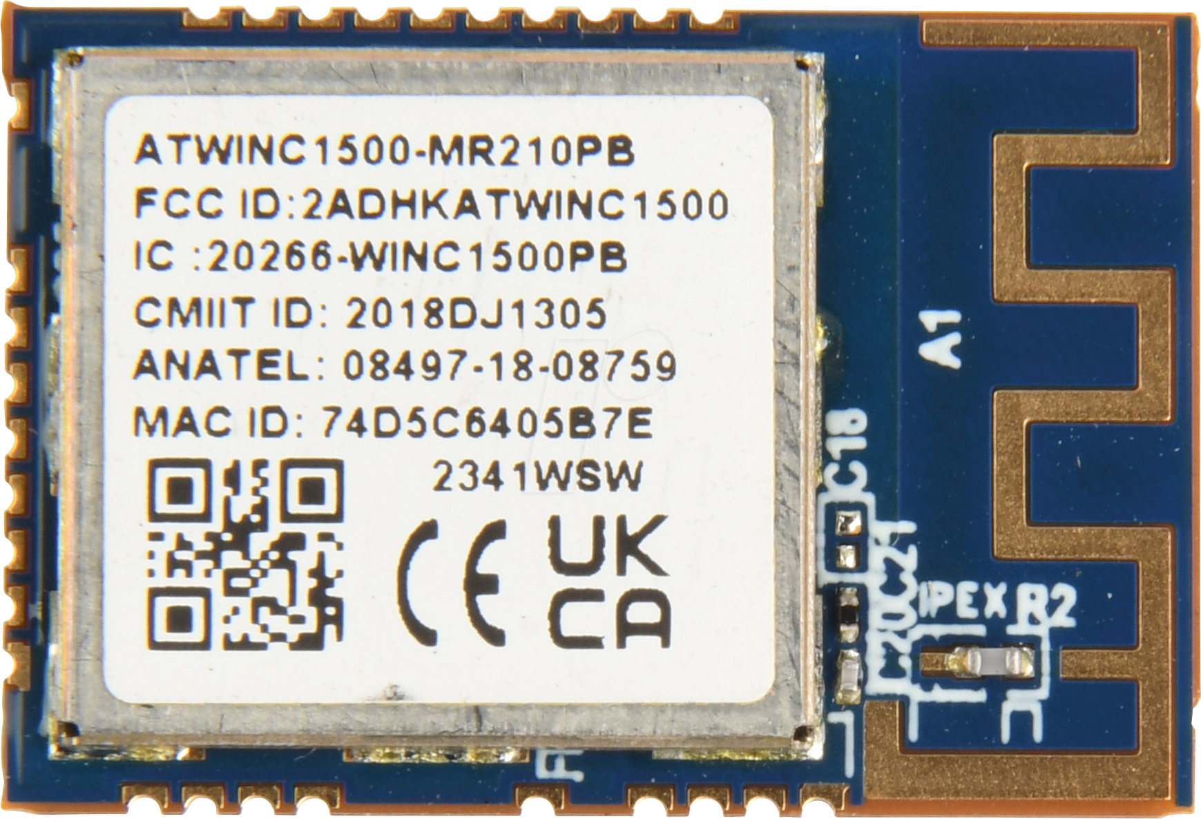 WINC1500MR210PB1 - IoT Modul, 802.11 b/g/n, 4 MB, PCB-Antenne