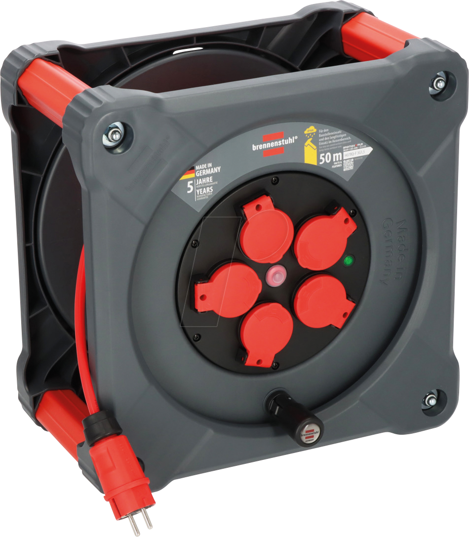 BRE 9201500210 - Kabeltrommel Professional, Baustelle, IP44, 50 m Kabel