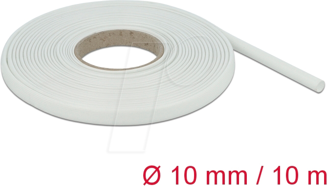 DELOCK 18936 - Schutzschlauch, Glasfasergeflecht, 10 m x 10 mm, weiß