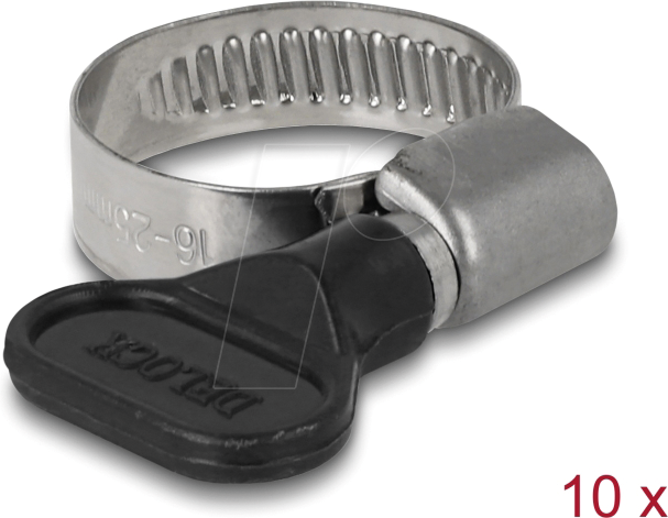 DELOCK 19450 - Schlauchschellen mit Flügelmutter, 16 - 25 mm, 10 Stück