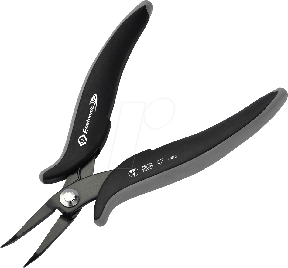 Thumbnail - CK T3892 - ESD Spitzzange, 45° gebogen, 152 mm