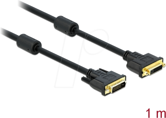DELOCK 83185 - DVI Verlängerung DVI 24+1 Stecker auf Buchse, 1 m