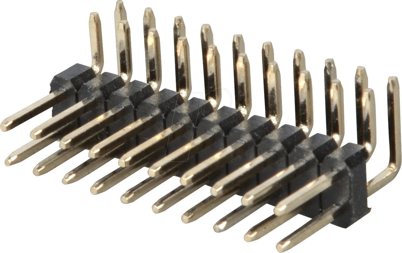 SL 2X10W 2,54 - 2x10pol. Stiftleiste, gewinkelt, RM 2,54