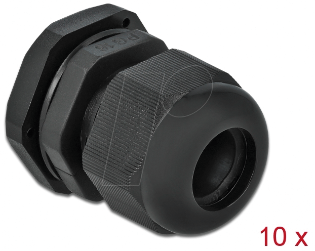DELOCK 60218 - Kabelverschraubung, PG16, schwarz, 10er-Pack
