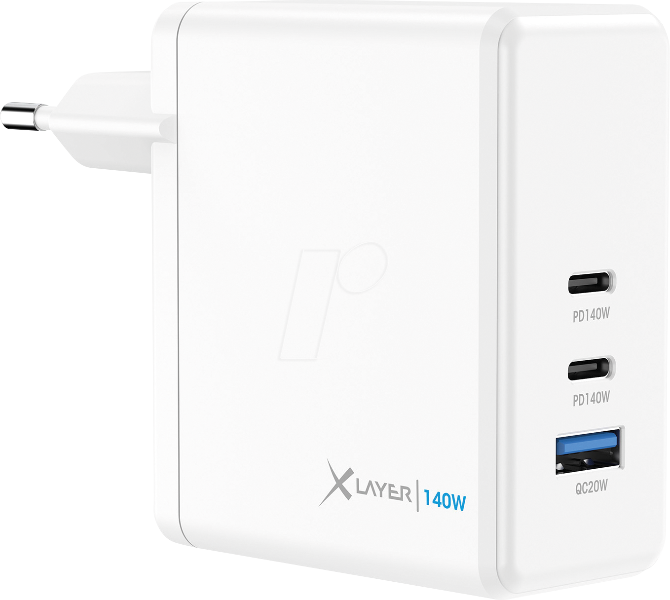 Thumbnail - XLAYER 220356 - USB-Ladegerät, 140 W, 1x USB-A, 2x USB-C, GaN, schwarz