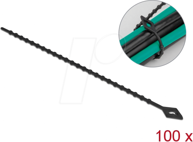 DELOCK 19568 - Blitzbinder wiederverwendbar L 150 x B 2,4 mm schwarz 100 Stück