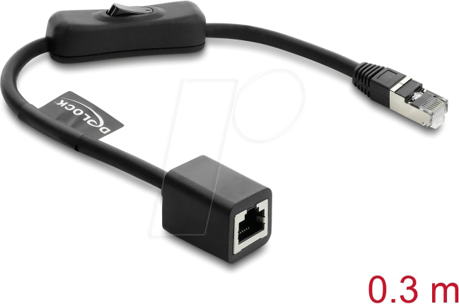 DELOCK 81563 - Verlängerung schaltbar,Cat.6,Stecker/Buchse,F/UTP,0,3 m,schwarz