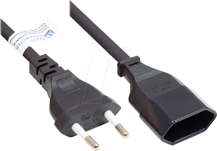 GC P0300-S030 - Verlängerung Euro-Stecker Typ C, schwarz, 0,75 mm², 3 m