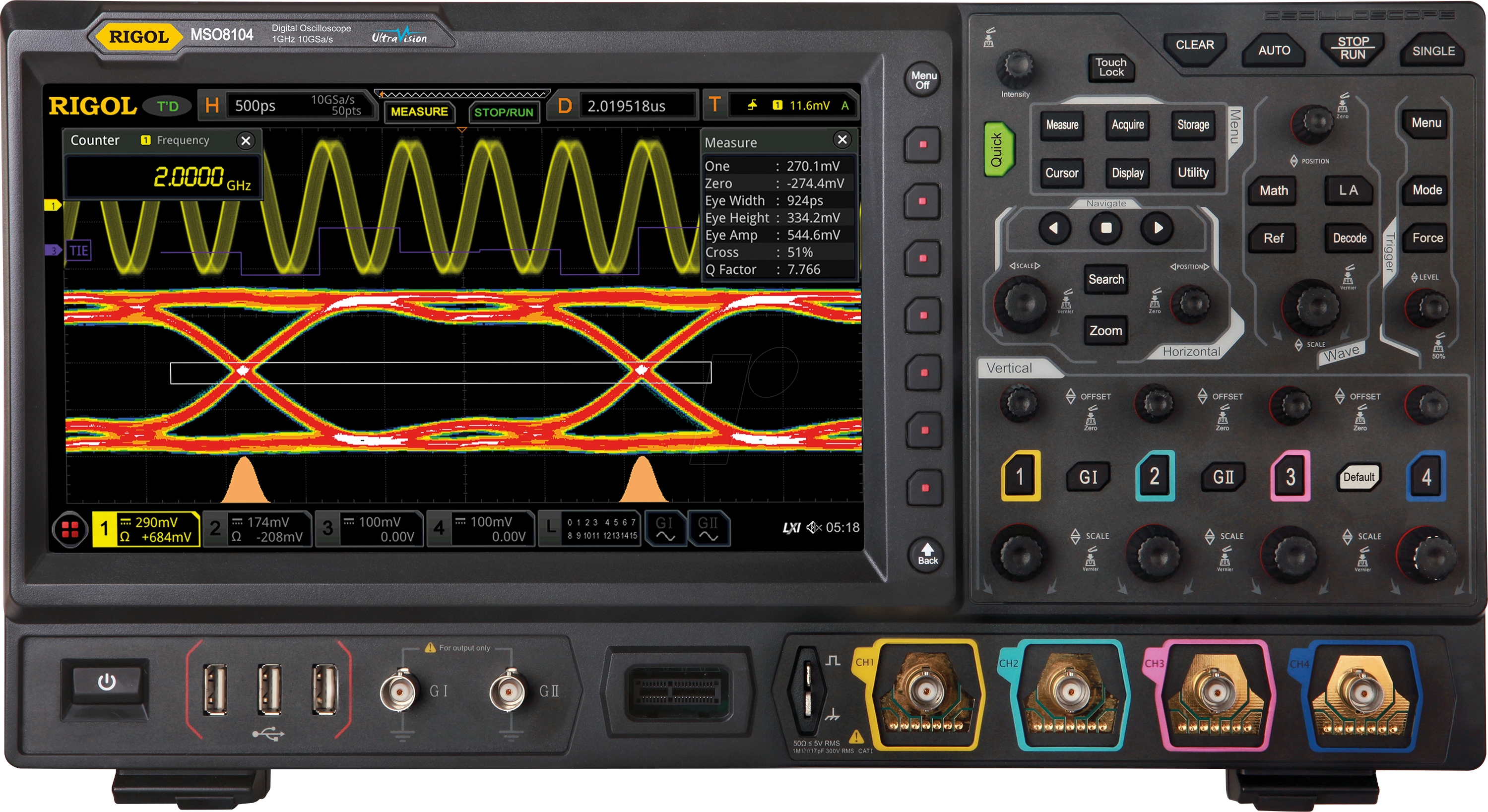 RIGOL MSO8104 - Mixed-Signal-Oszilloskop MSO8104, 1 GHz, 4 Kanäle