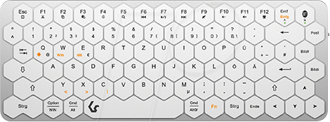 KEYSONIC 61010 - Tastatur, Bluetooth, kompakt, silber/weiß