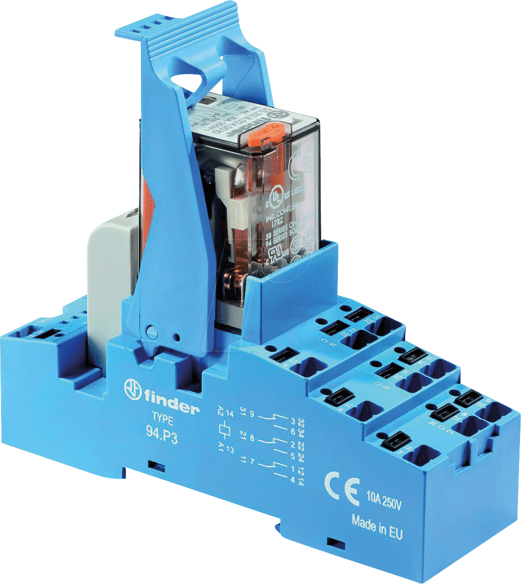Thumbnail - FIN 58.P3.8 24V - Koppelrelais - Push-In, 3 Wechsler, 24 V AC