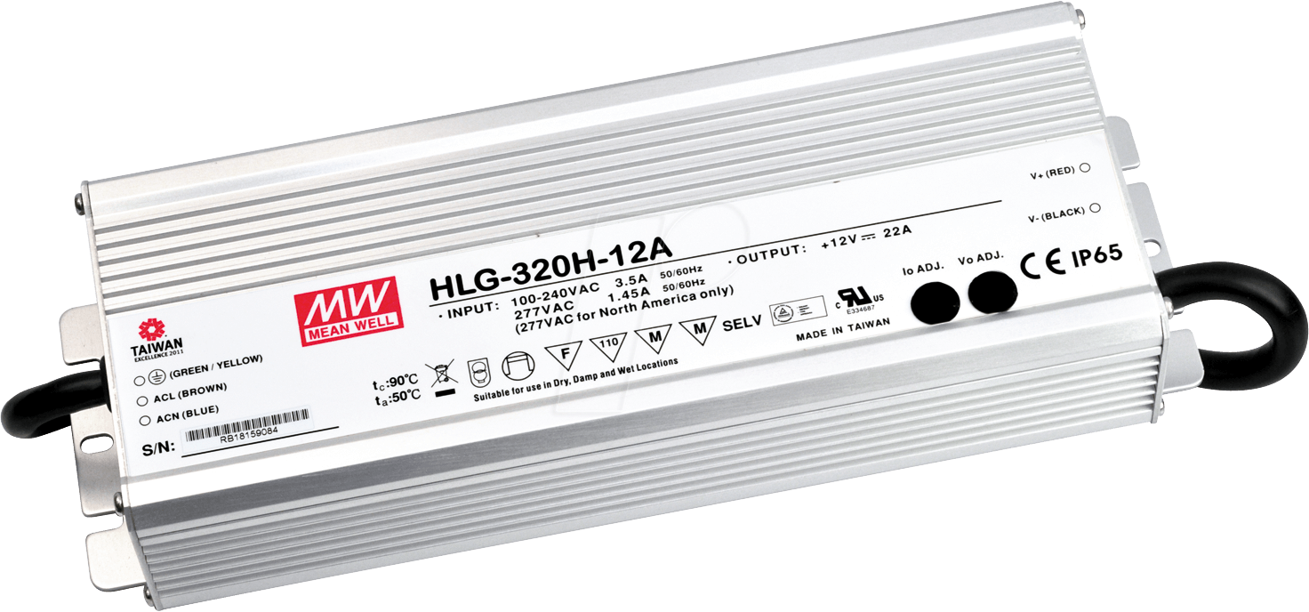 MW HLG-320H-24 - LED-Trafo, 320 W, 24 V DC, 1330 mA