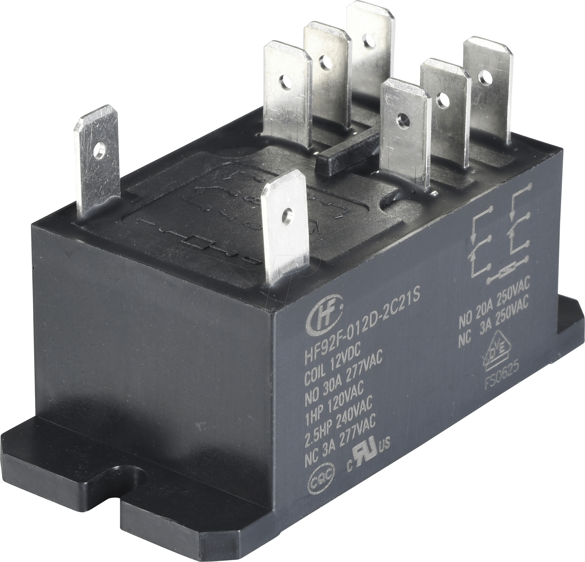 HF92F-012D-2C - Leistungsrelais, 12V, 2 Wechsler, 30A/3A, RT III