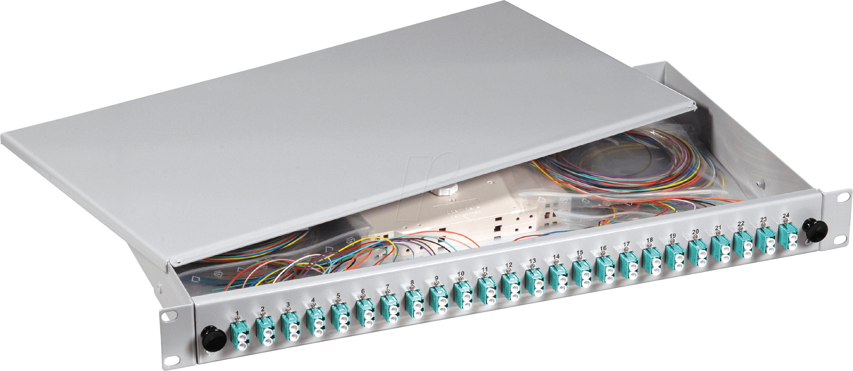 B70901-12OM4 - Spleißbox LC 12 Pigtails / 6 Kupplungen OM4