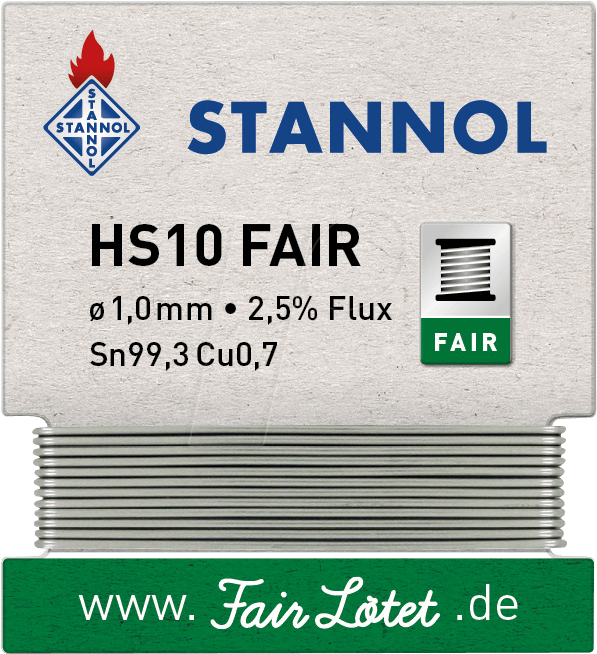 STA HS10F TC1,0W - Lötzinn HS10 FAIR bleifrei mit Kupferanteil, Ø 1,0 mm, 5 g