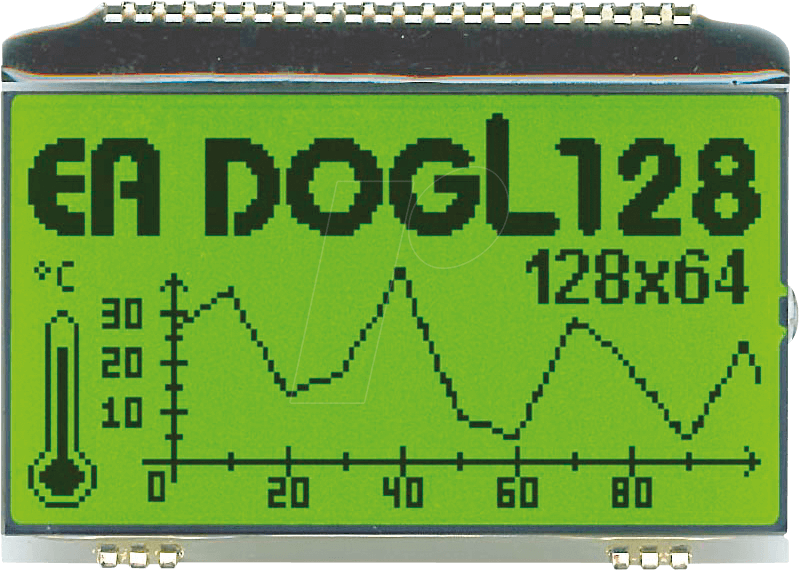 Thumbnail - EA DOGL128L-6 - LCD-Grafikmodul, 60,8 x 32,9 mm, gelb / grün