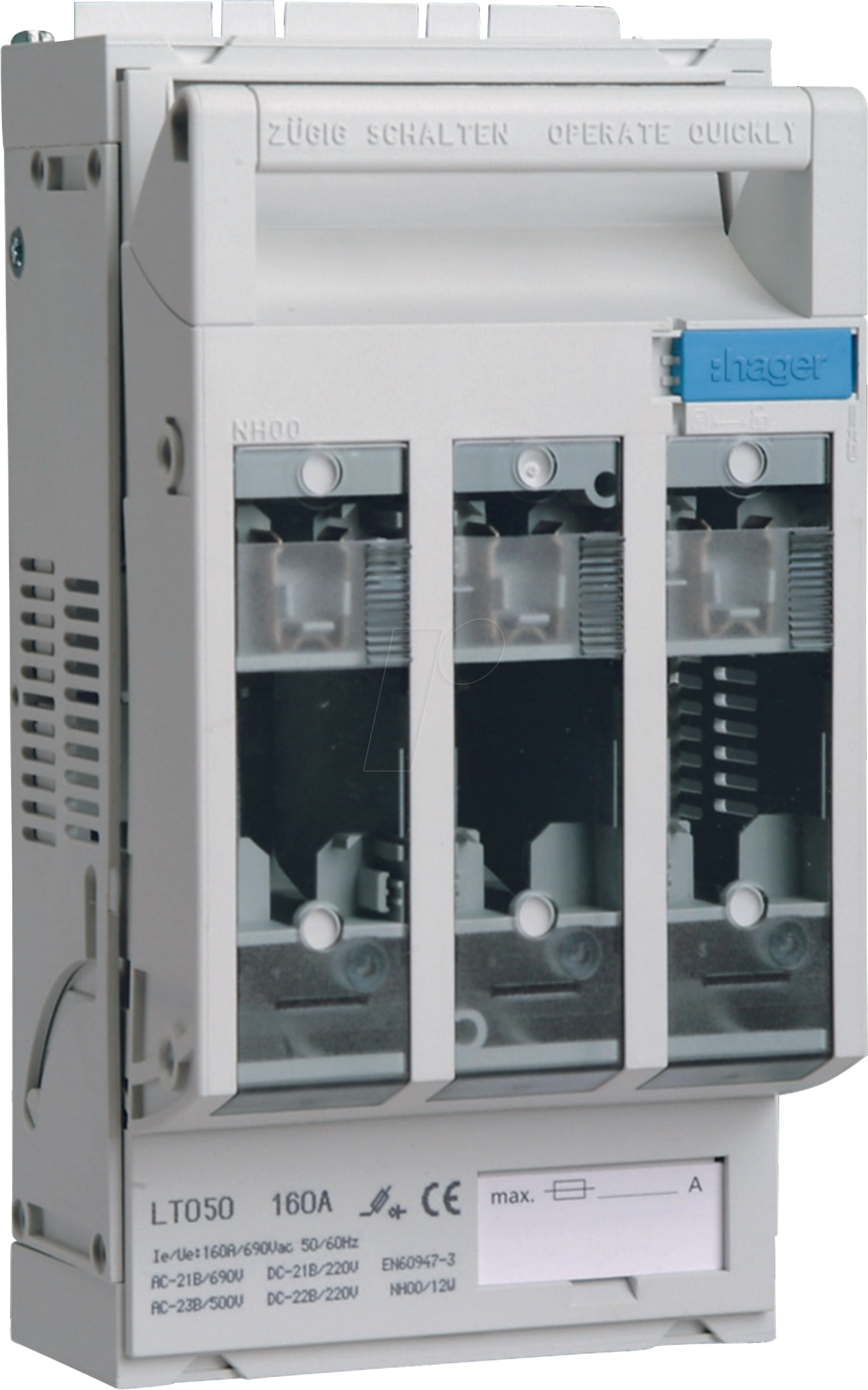 HAGER LT050 - Sicherungslasttrennschalter, 3-polig NH00 3x160A