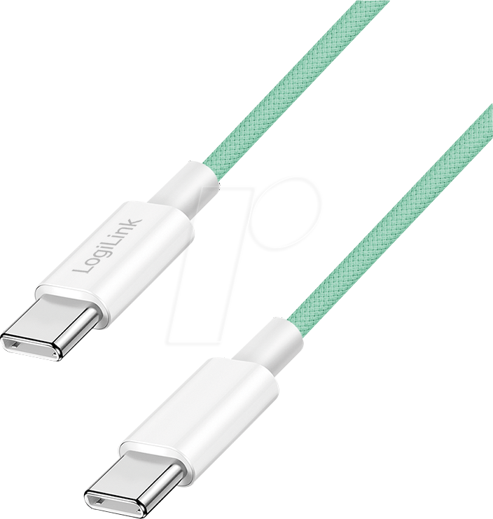 Thumbnail - LOGILINK CU0348 - Sync- & Ladekabel, USB-C -> C, 60 W, grün, 1,5 m