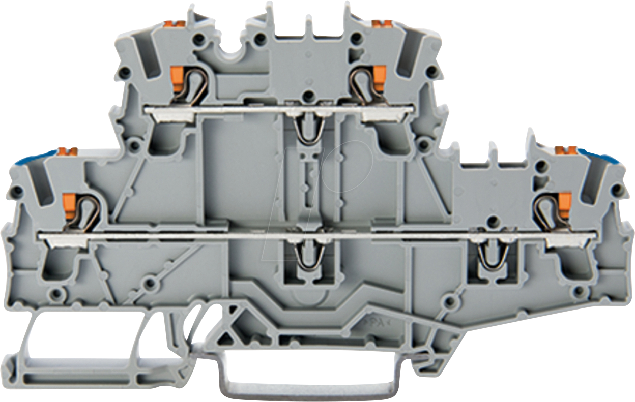 WAGO 2202-2702 - Doppelstockklemme, mit Drücker, N/L, blau bedruckt, 2,50 mm², gr