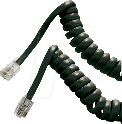 HSK 4-4S 2M - Telefon Hörerkabel, 2 m, schwarz