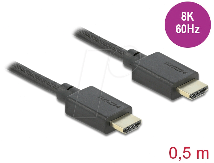 DELOCK 85386 - High Speed HDMI Kabel, 8K 60 Hz, 0,5 m