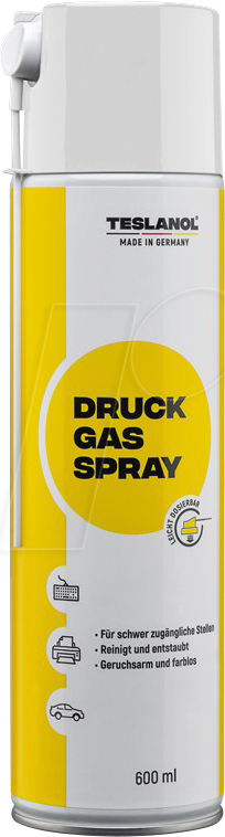 TESLANOL 49752 - Druckluft Spray, Druckgas mit 600 ml und Spühröhrchen