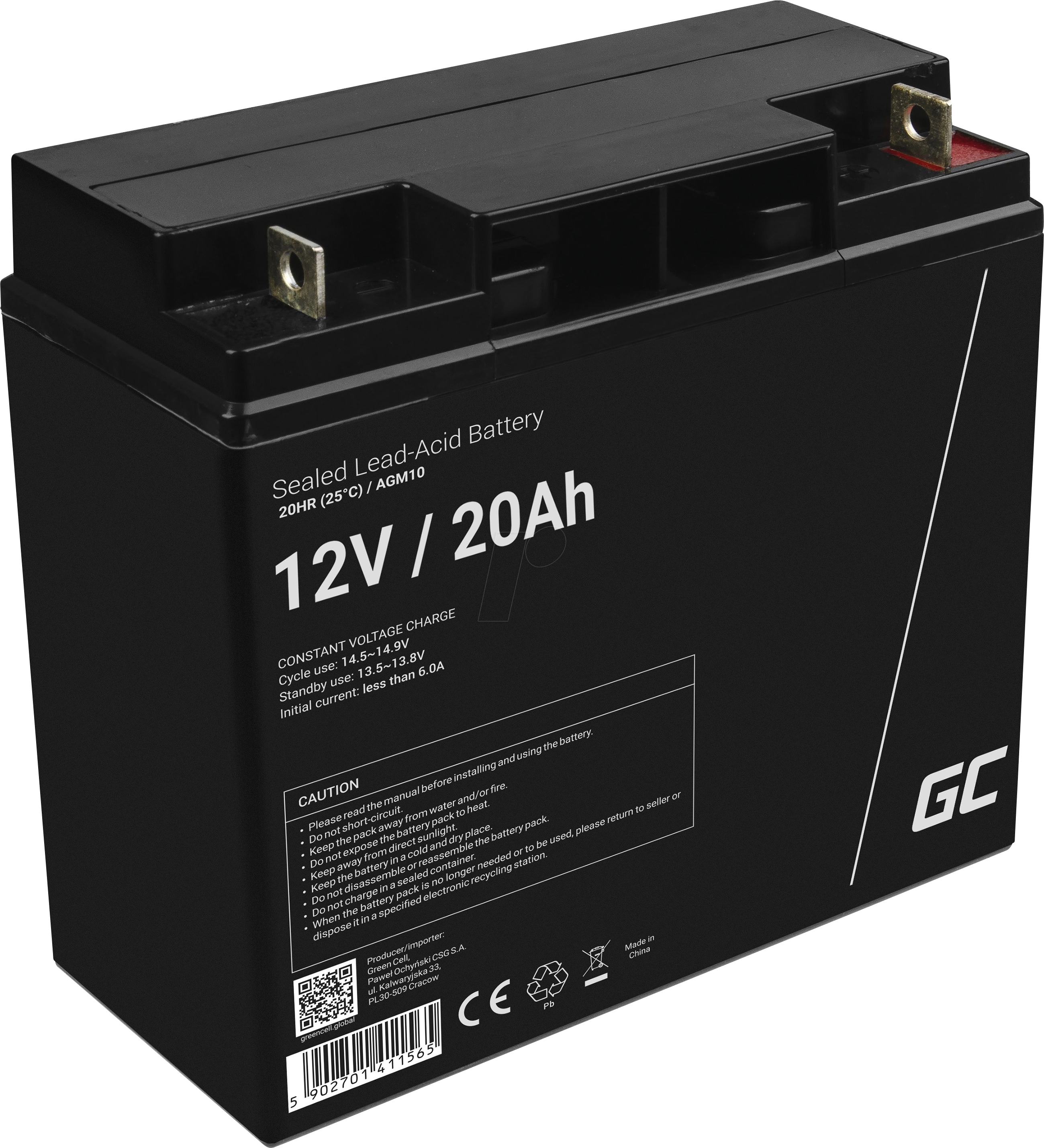 GC AGM10 20AH - Blei-Vlies-Akku, AGM, 12V, 20 Ah